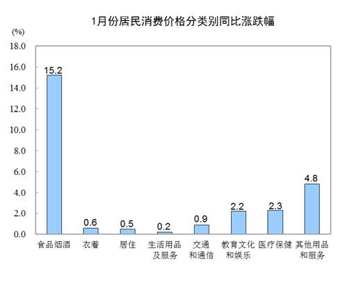 1月CPI同比上涨5.4%，猪肉价格上涨116.0%