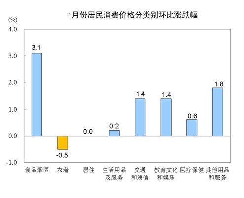1月CPI同比上涨5.4%，猪肉价格上涨116.0%